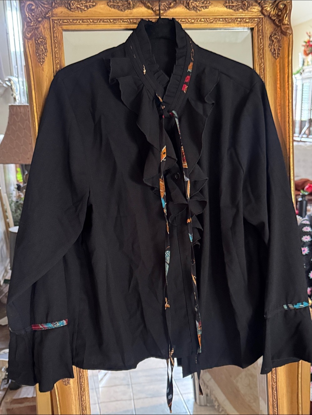 Black Ruffle Front women’s Shirt - SHEIN